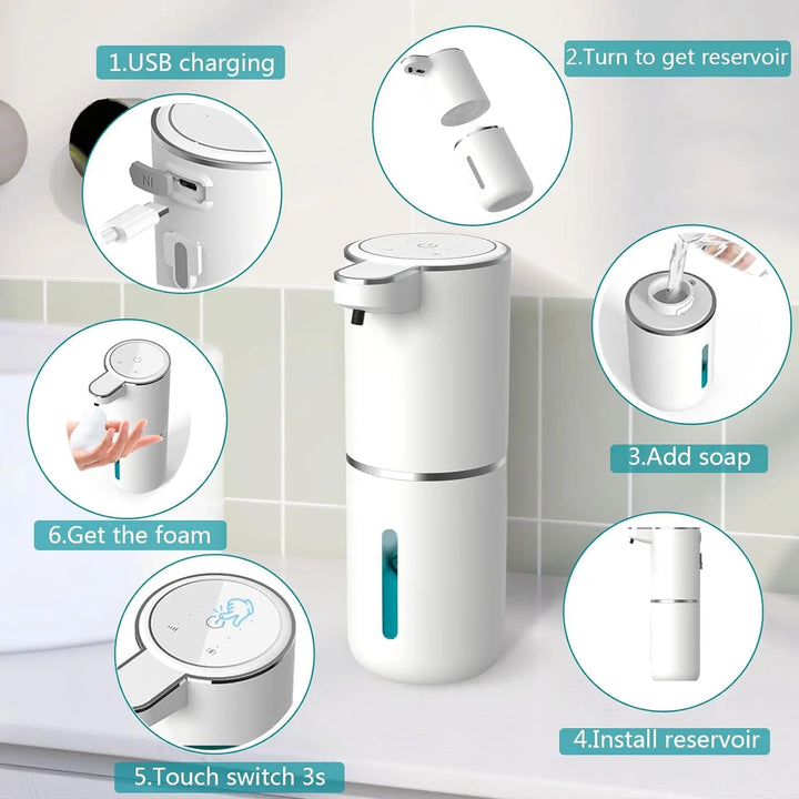 NEW Automatic Soap Dispenser Touchless Foaming Soap Dispenser 380ml USB Rechargeable Electric 4 Level Adjustable For Home